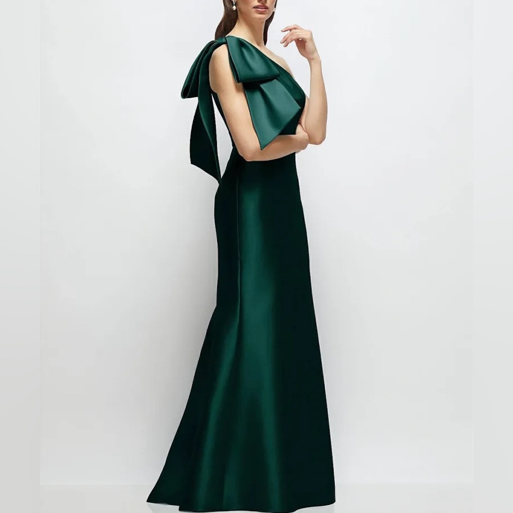 ALFRED SUNG One Shoulder Dark Green Dress